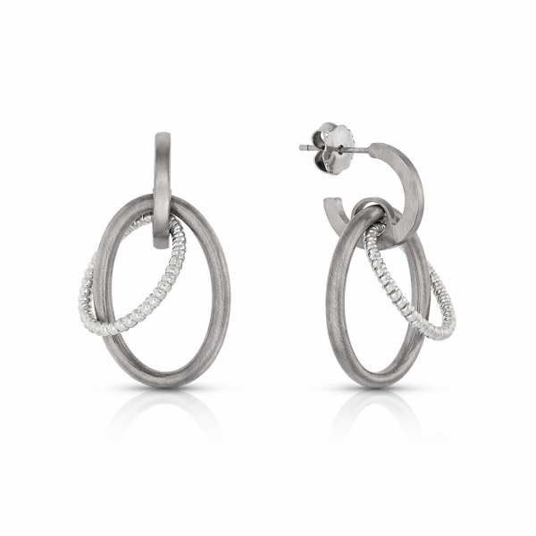 Pendientes óvalos pavonado negro en plata