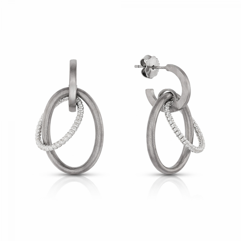 Pendientes óvalos pavonado negro en plata