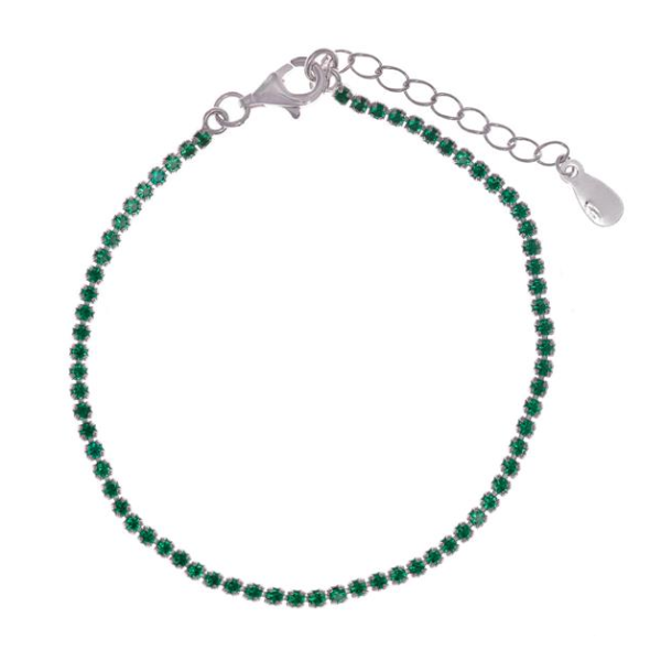 Pulsera circonitas verdes en plata