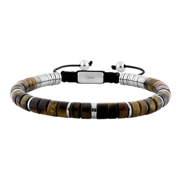 Pulsera hombre con piedra ojo de tigre en macramé