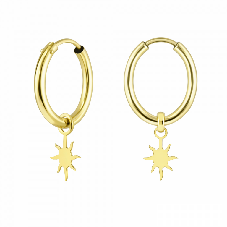 Pendientes aro colgante sol