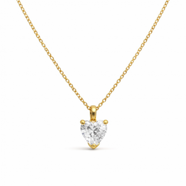 Colgante circonita corazón en oro amarillo