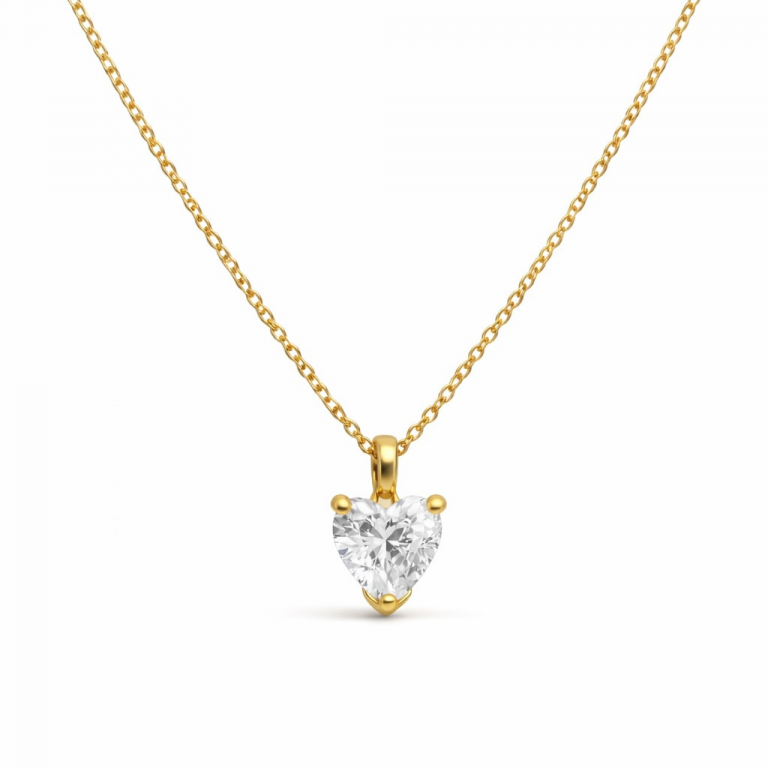 Colgante circonita corazón en oro amarillo