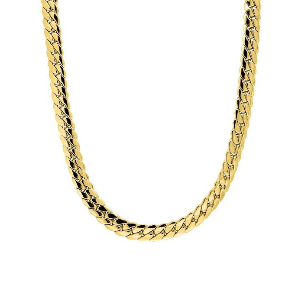 Gargantilla barbada plana en acero dorado