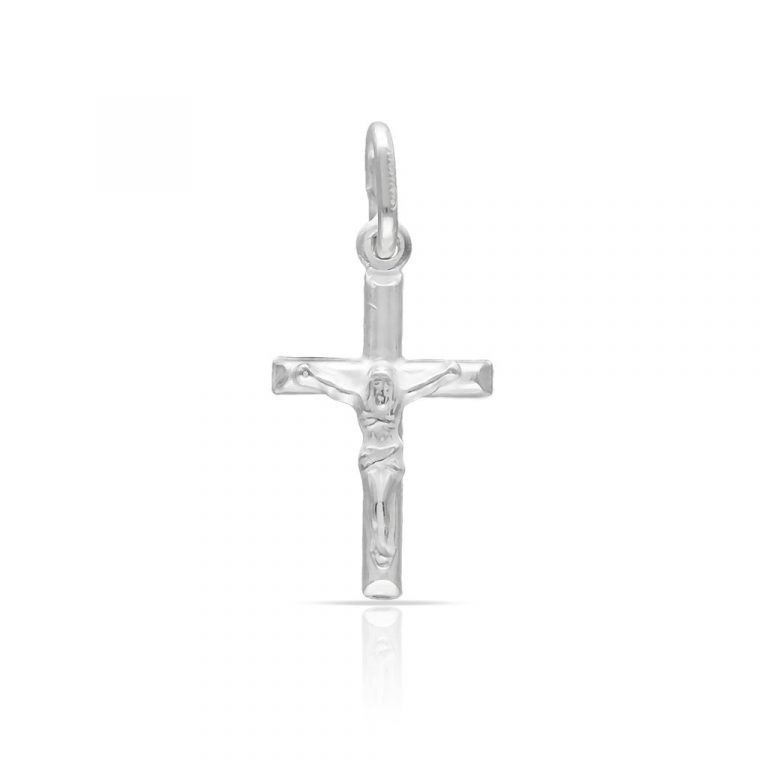 Colgante cruz con cristo en plata