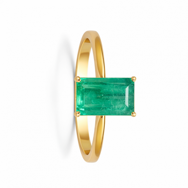 Anillo esmeralda en oro amarillo