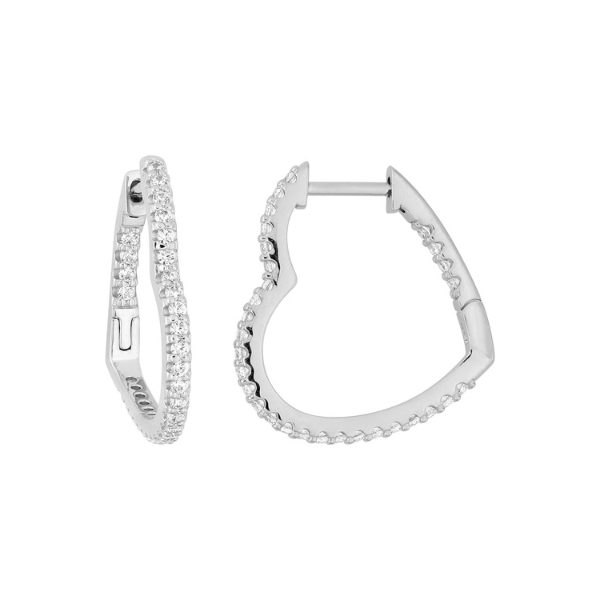 Pendientes aro forma corazón con circonitas en plata