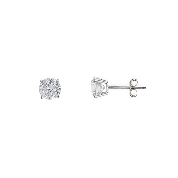 Pendientes circonita blanca 5 mm.