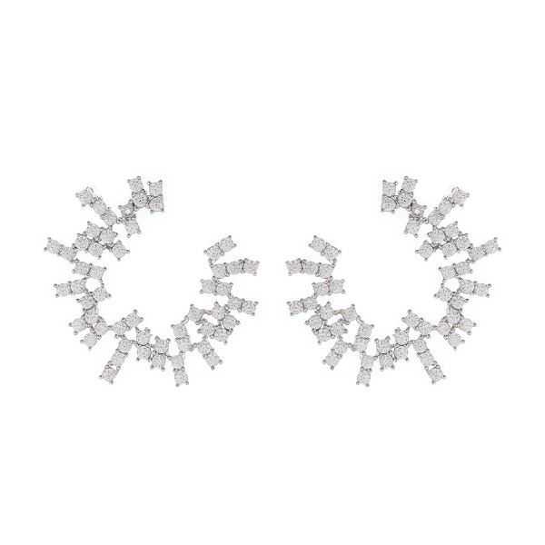 Pendientes forma de sol circonitas blancas en plata