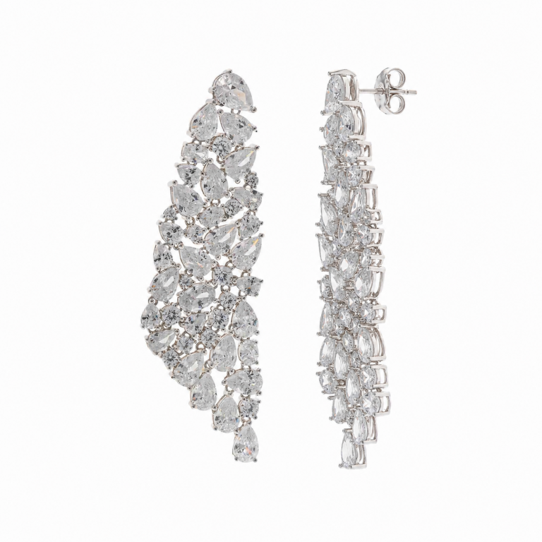 Pendientes cascada circonitas en plata