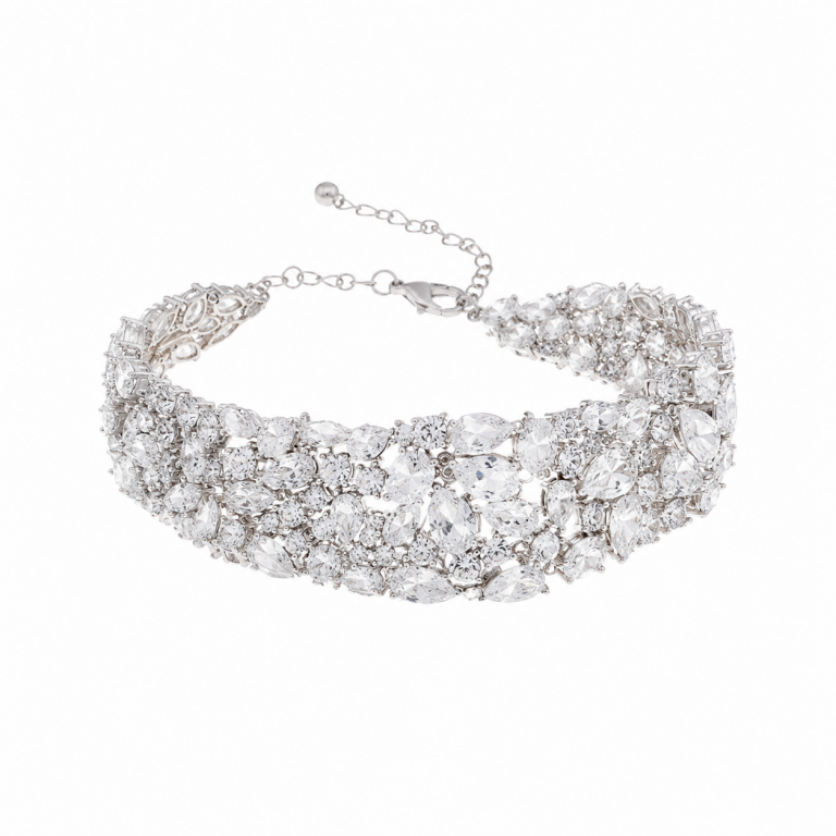 Pulsera caña circonitas en plata
