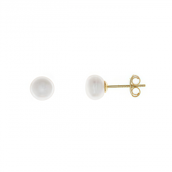 Pendientes perla en plata dorada