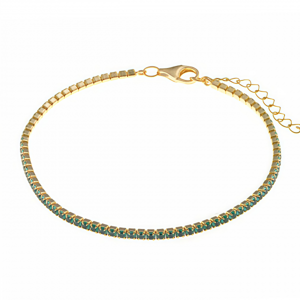 Pulsera circonitas verdes el plata dorada