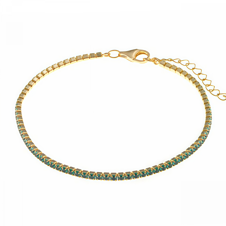 Pulsera circonitas verdes el plata dorada