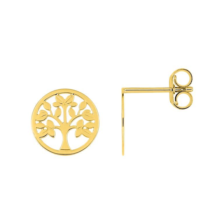Pendientes árbol de la vida en oro amarillo