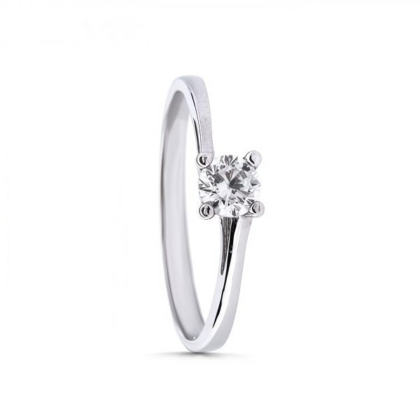 Anillo circonita garras en oro blanco
