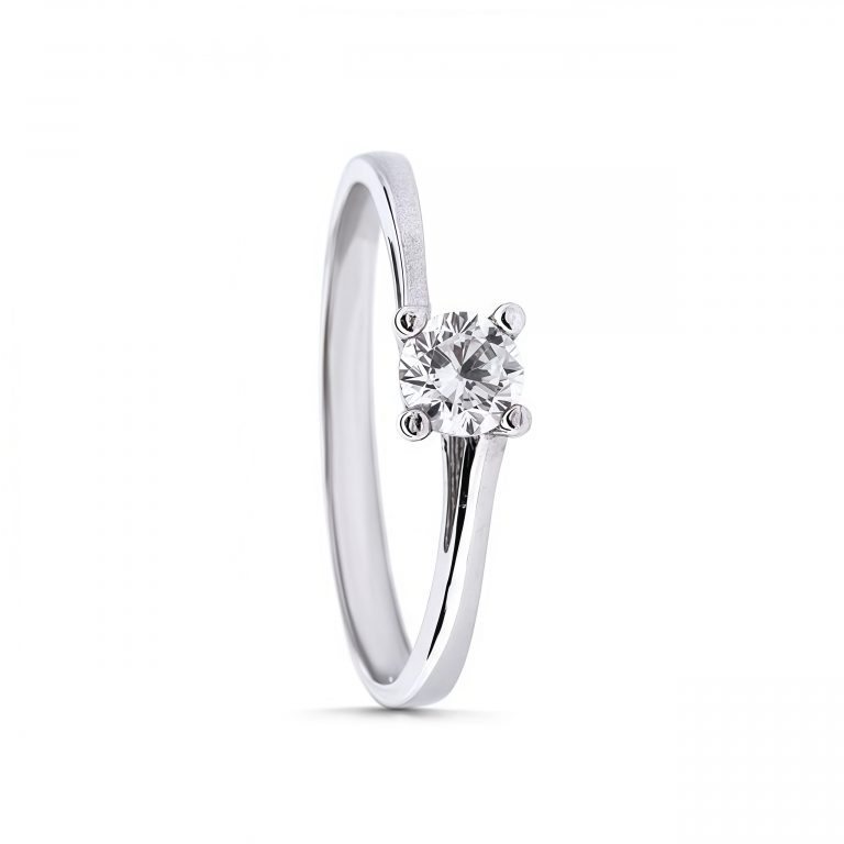 Anillo circonita garras en oro blanco