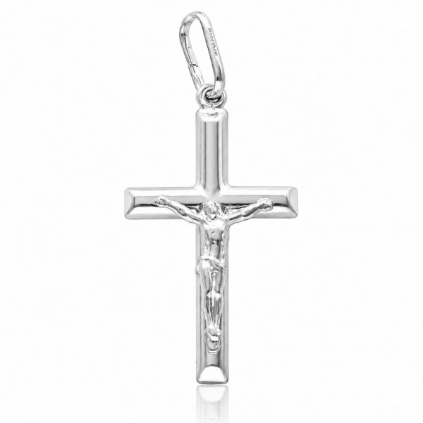 Cruz en plata con cristo grande