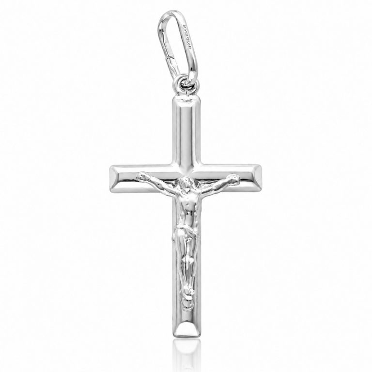 Cruz en plata con cristo grande