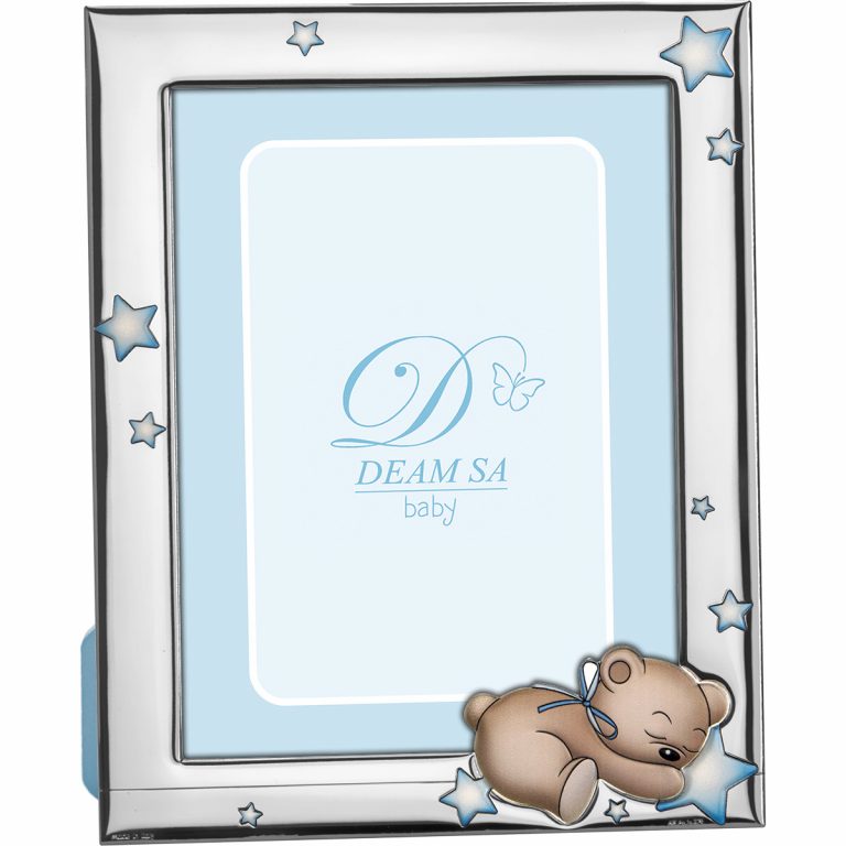 Marco infantil oso y estrellas en plata