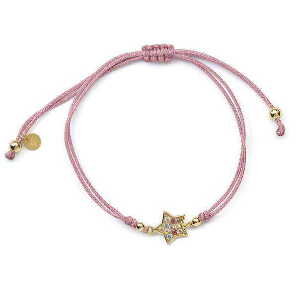 Pulsera estrella multicolor plata dorada hilo ajustable