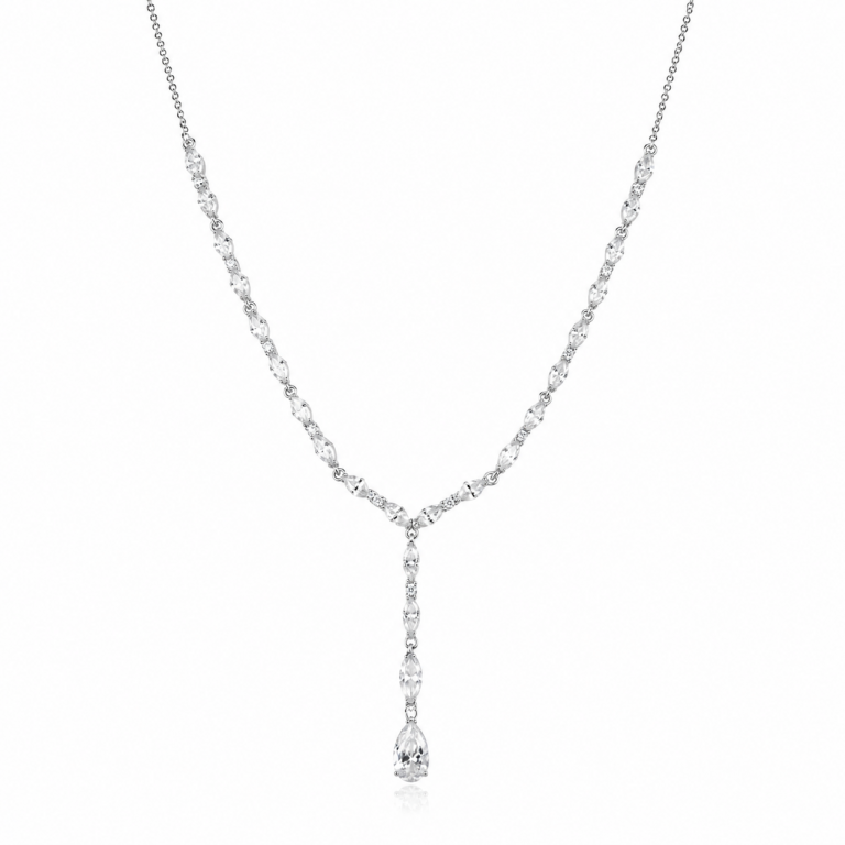 Gargantilla para novia con circonitas en plata