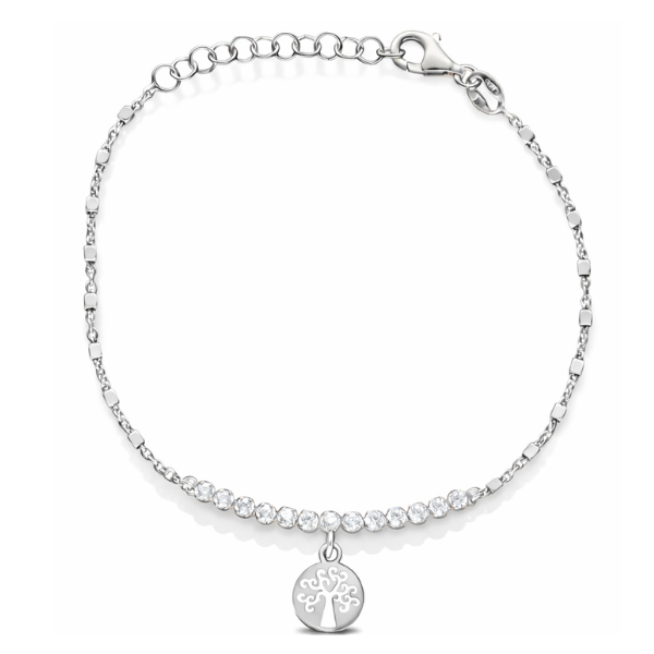 Pulsera árbol de la vida con circonitas en plata