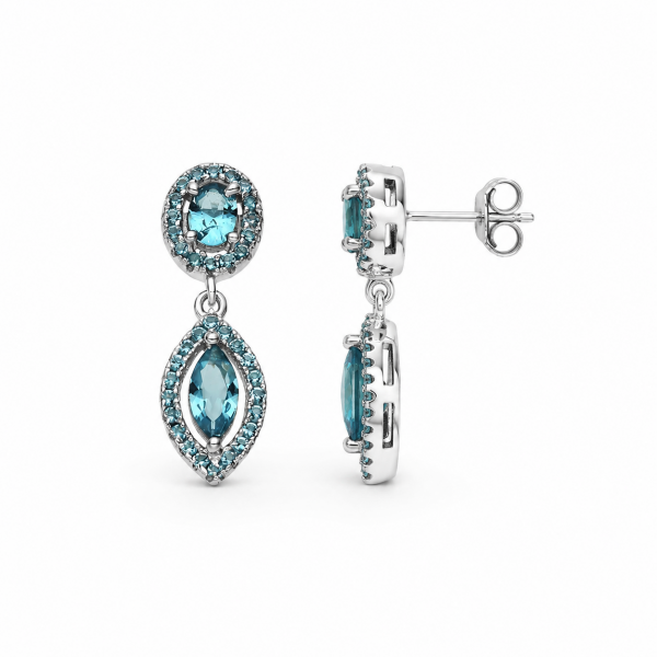 Pendientes invitada lágrima azul
