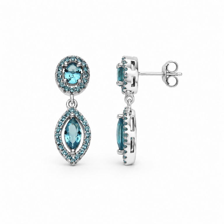 Pendientes invitada lágrima azul