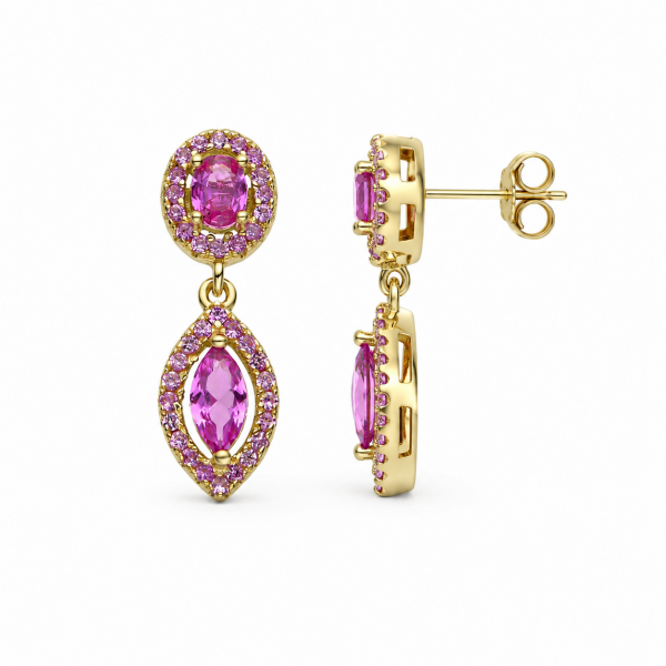 Pendientes lágrima rosa