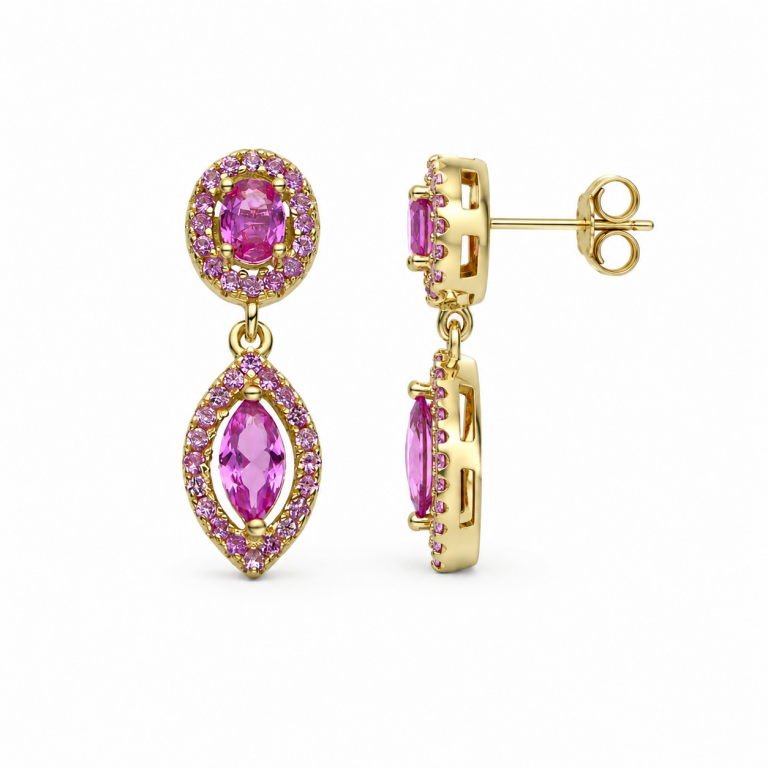 Pendientes lágrima rosa