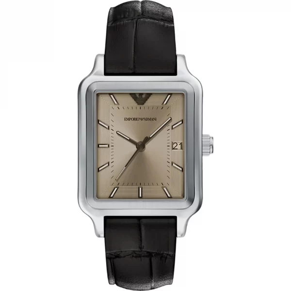 Reloj rectangular Armani para hombre con correa piel