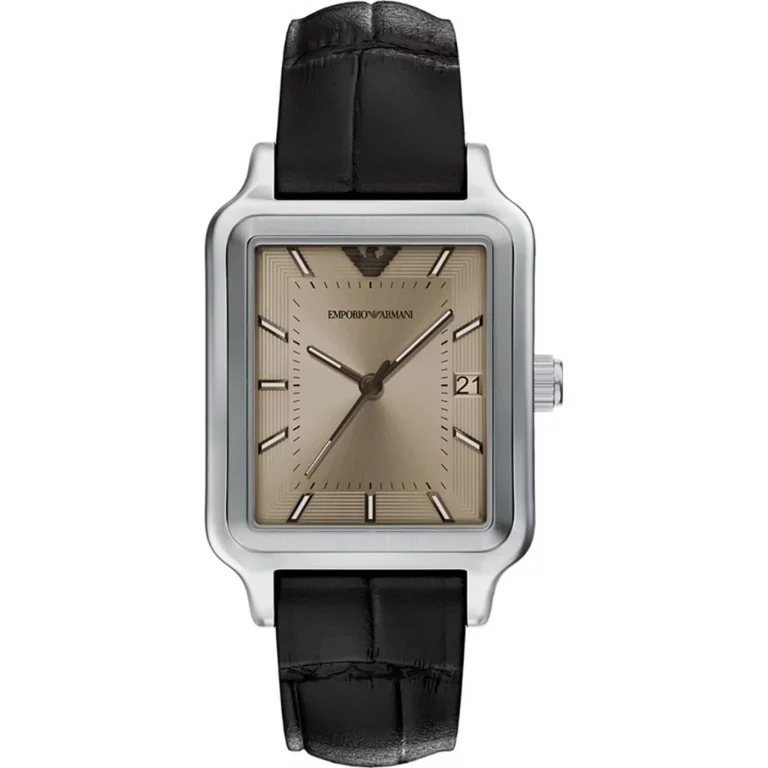 Reloj rectangular Armani para hombre con correa piel