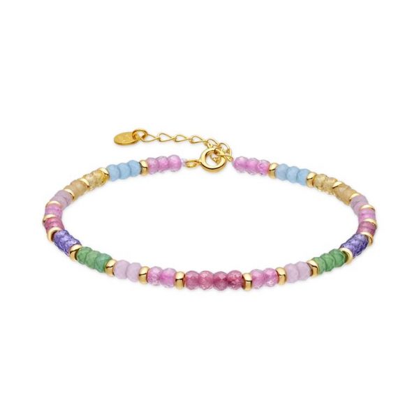 Pulsera piedras multicolor en plata dorada