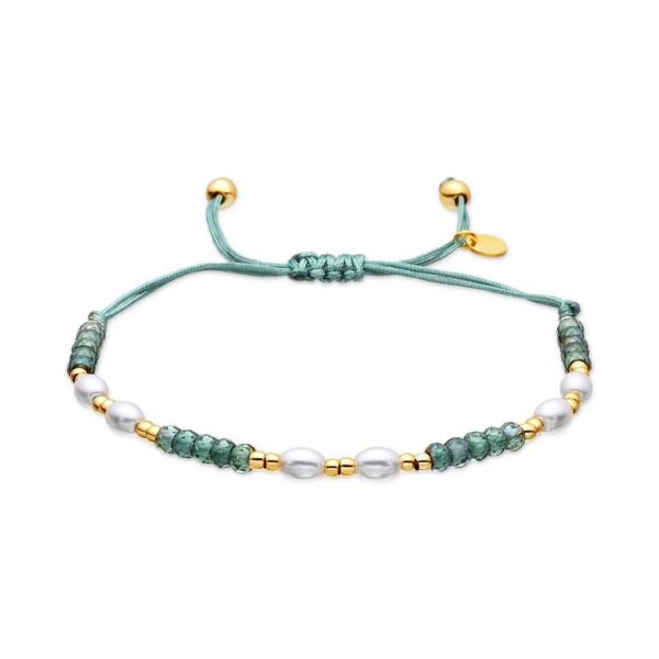 Pulsera hilo piedras verdes y perlas