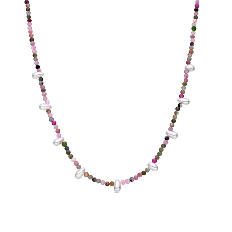 Gargantilla multicolor y perlas