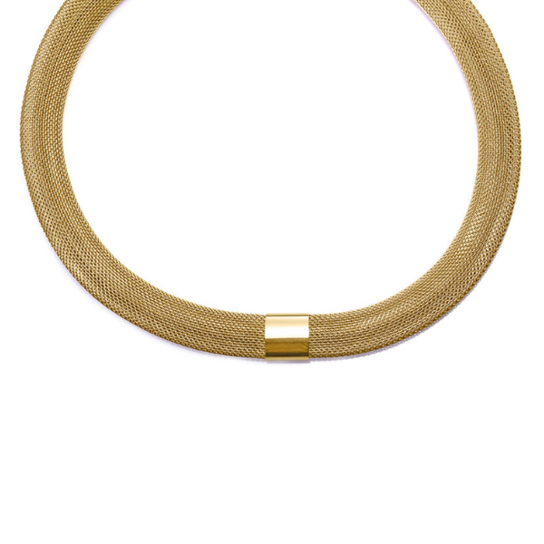 Gargantilla malla tubular en acero dorado