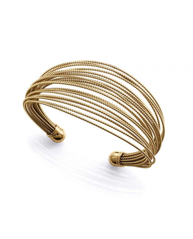 Pulsera rígida multiples hilos en acero dorado