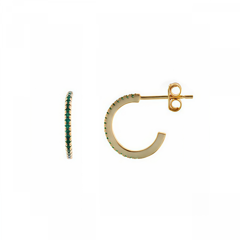 Pendientes circonitas verdes en plata dorada