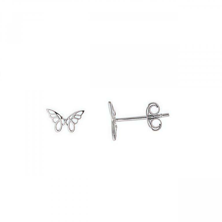 Pendientes mariposa en plata rodiada