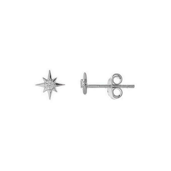Pendientes estrella polar circonita blanca en plata