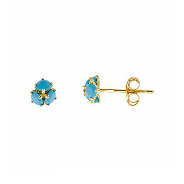 Pendientes flor turquesas en plata dorada