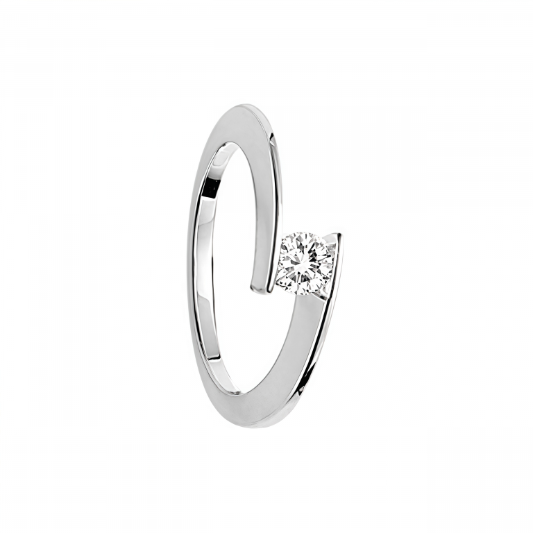 Anillo solitario en plata brazo cuchilla