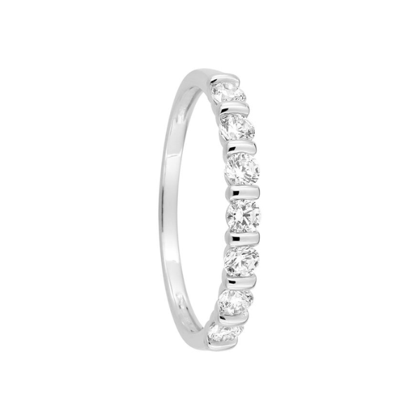 Anillo circonitas blancas en plata
