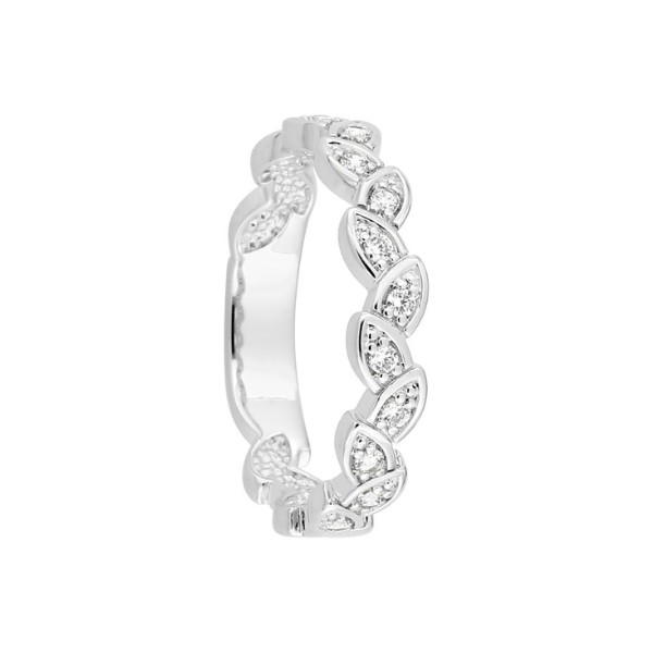 Anillo hojas circonitas en plata