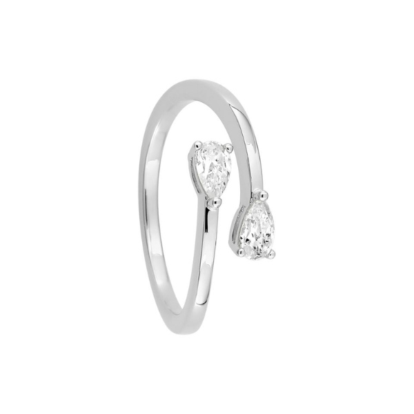 Anillo tu y yo en plata con circonitas