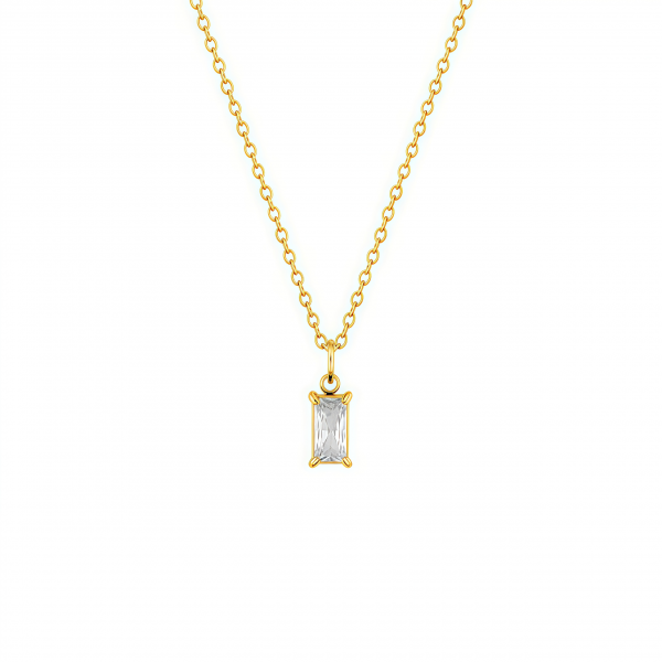 Colgante circonita baguette en plata dorada