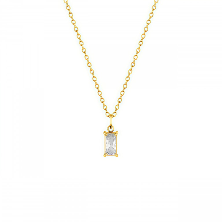 Colgante circonita baguette en plata dorada