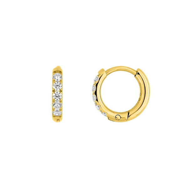 Pendientes aro circonitas 10 mm.