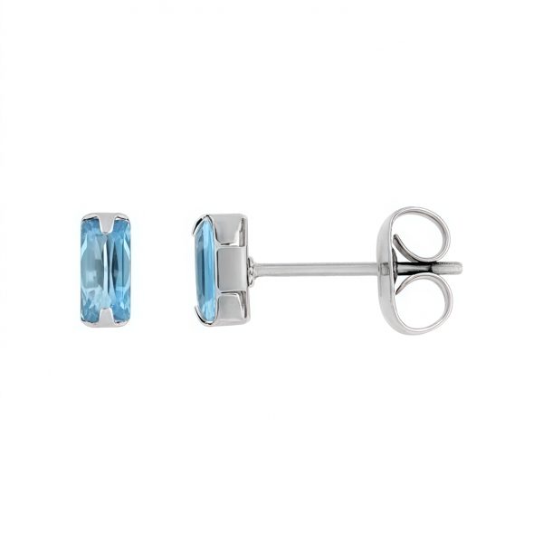 Pendientes circonita baguette azul en acero